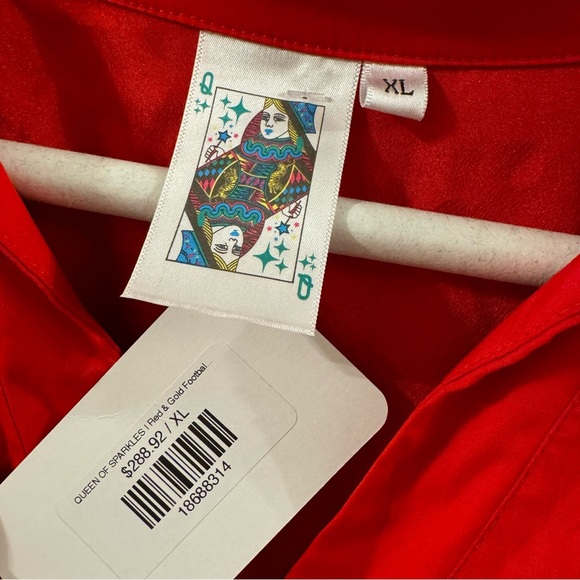 Red & Gold Football Romper by Queen of Sparkles. - Picture 9 of 10